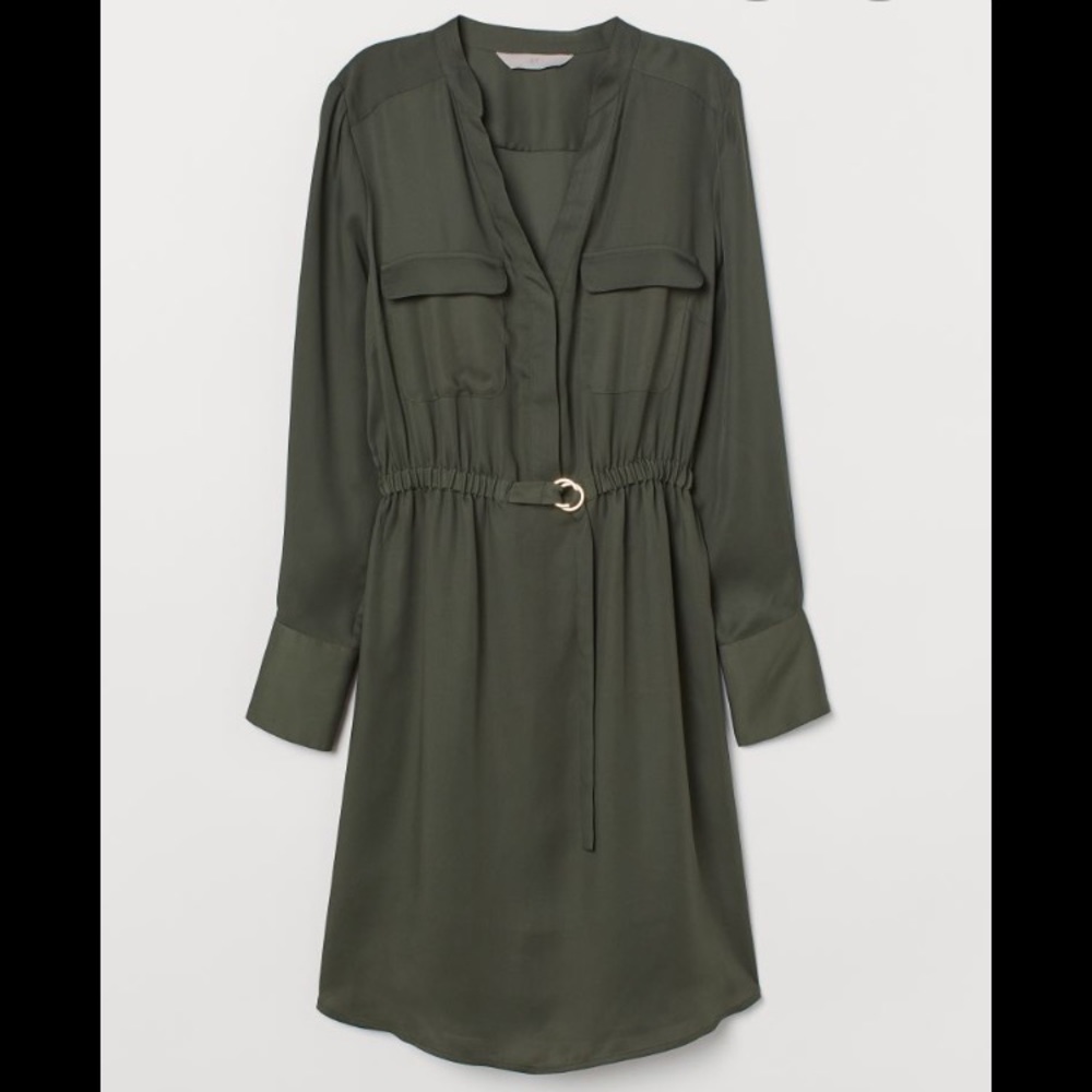 Olive green shirt dress